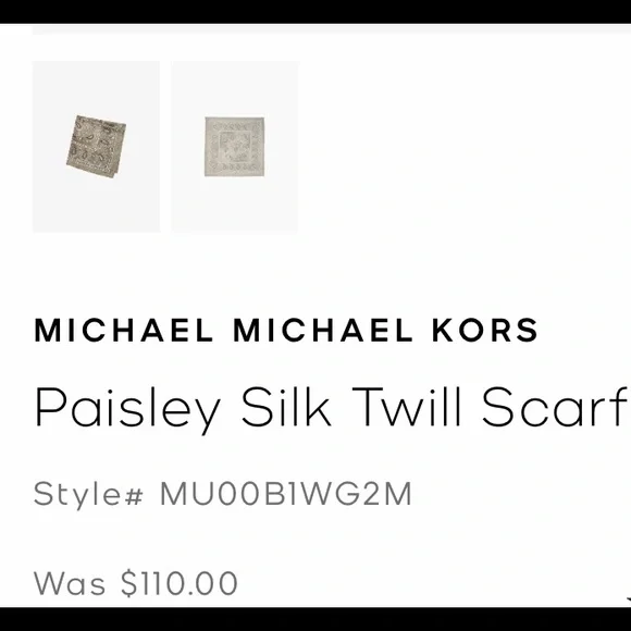 Michael Kors Paisley Scarf 100% silk olive green - Picture 5 of 8
